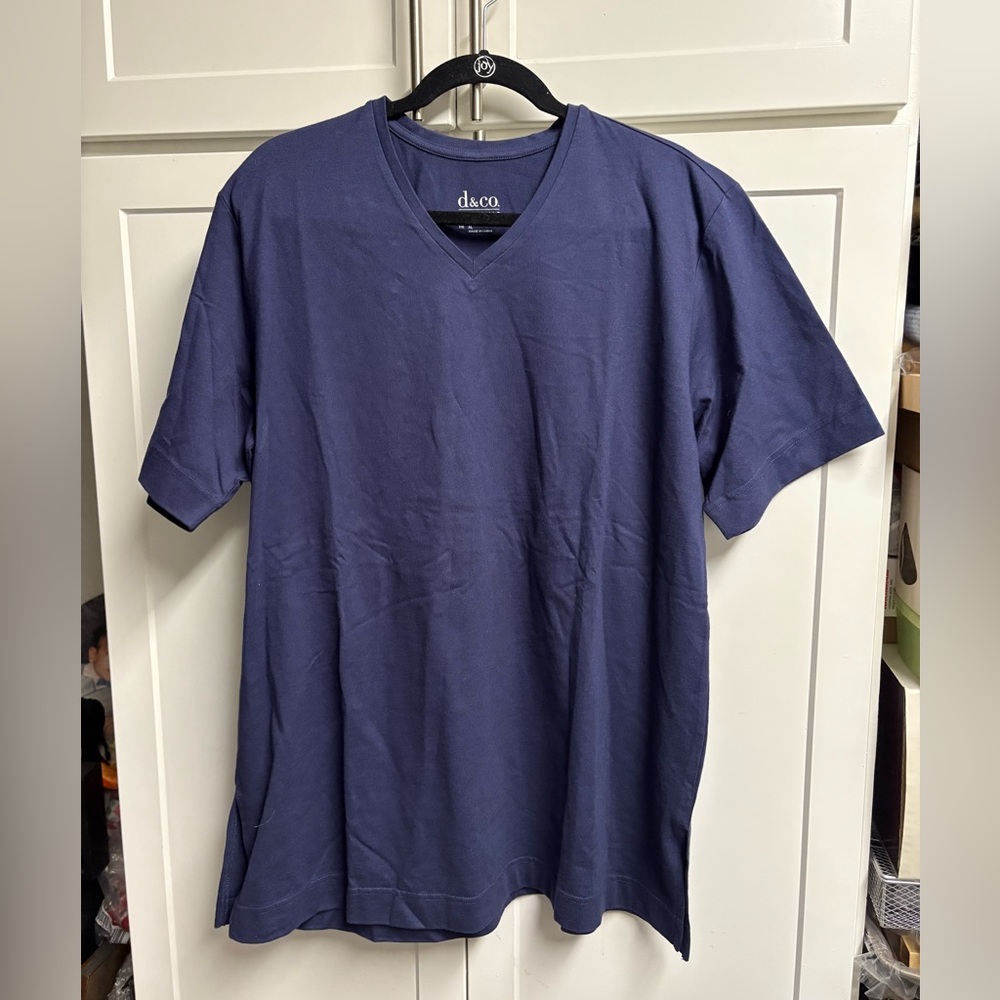 Denim and Company Navy Oversized V-neck Tee Shirt Sz. L  New